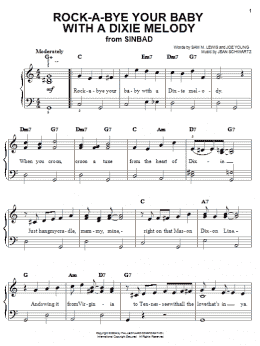 page one of Rock-A-Bye Your Baby With A Dixie Melody (Easy Piano)