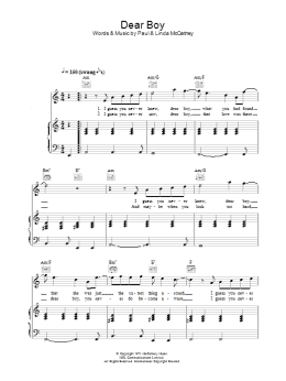 page one of Dear Boy (Piano, Vocal & Guitar Chords)
