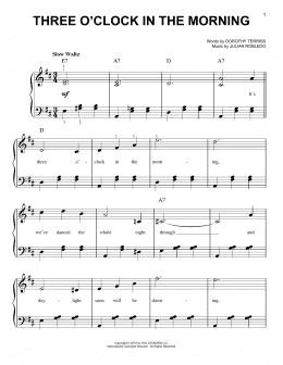 page one of Three O'Clock In The Morning (Easy Piano)