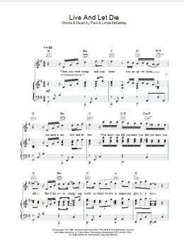 page one of Live And Let Die (Piano, Vocal & Guitar Chords)