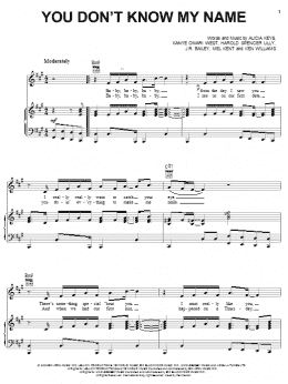 page one of You Don't Know My Name (Piano, Vocal & Guitar Chords (Right-Hand Melody))