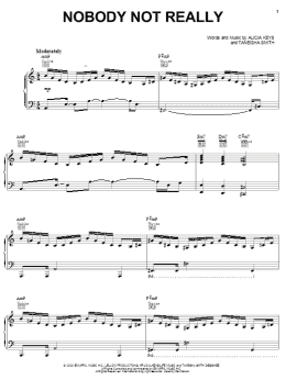page one of Nobody Not Really (Piano, Vocal & Guitar Chords (Right-Hand Melody))