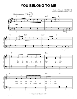 page one of You Belong To Me (Easy Piano)