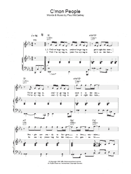page one of C'mon People (Piano, Vocal & Guitar Chords)