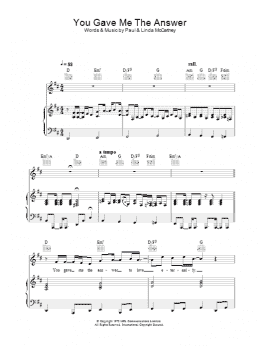 page one of You Gave Me The Answer (Piano, Vocal & Guitar Chords)