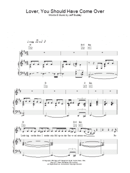 page one of Lover, You Should Have Come Over (Piano, Vocal & Guitar Chords)