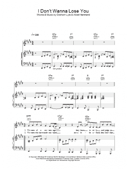 page one of I Don't Wanna Lose You (Piano, Vocal & Guitar Chords)
