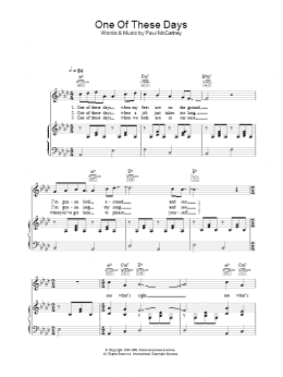 page one of One Of These Days (Piano, Vocal & Guitar Chords)