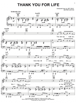 page one of Thank You For Life (Piano, Vocal & Guitar Chords (Right-Hand Melody))
