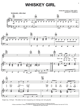 page one of Whiskey Girl (Piano, Vocal & Guitar Chords (Right-Hand Melody))