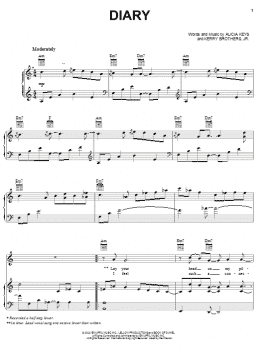 page one of Diary (Piano, Vocal & Guitar Chords (Right-Hand Melody))