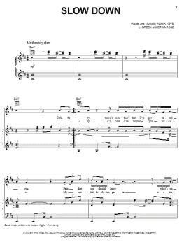 page one of Slow Down (Piano, Vocal & Guitar Chords (Right-Hand Melody))