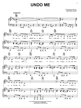 page one of Undo Me (Piano, Vocal & Guitar Chords (Right-Hand Melody))
