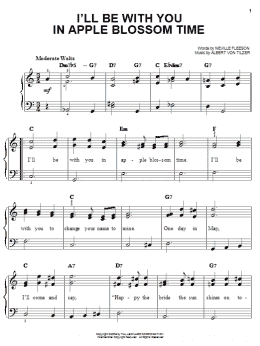 page one of I'll Be With You In Apple Blossom Time (Easy Piano)