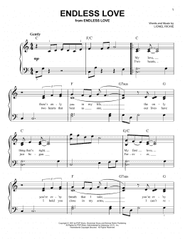 page one of Endless Love (Easy Piano)