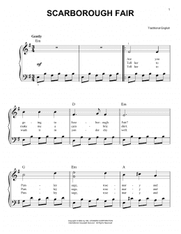 page one of Scarborough Fair (Easy Piano)