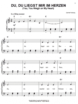 page one of Du, Du Liegst Mir Im Herzen (You, You Weigh On My Heart) (Easy Piano)