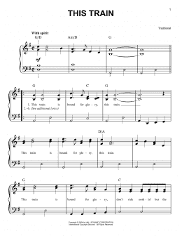 page one of This Train (Easy Piano)