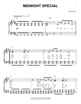 page one of Midnight Special (Easy Piano)