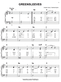 page one of Greensleeves (Easy Piano)