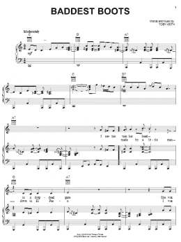 page one of Baddest Boots (Piano, Vocal & Guitar Chords (Right-Hand Melody))