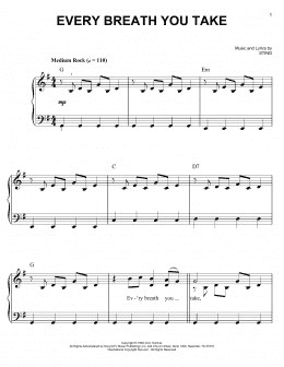 page one of Every Breath You Take (Easy Piano)