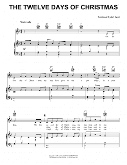 page one of The Twelve Days Of Christmas (Piano, Vocal & Guitar Chords (Right-Hand Melody))