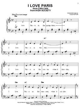 page one of I Love Paris (Easy Piano)