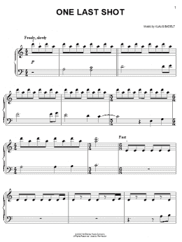 page one of One Last Shot (Easy Piano)