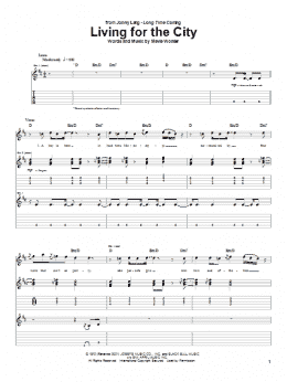 page one of Living For The City (Guitar Tab)