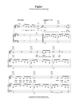 page one of Fallin' (Piano, Vocal & Guitar Chords)