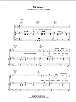 page one of Girlfriend (Piano, Vocal & Guitar Chords)
