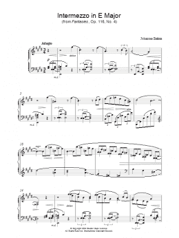page one of Intermezzo in E Major (from Fantasies, Op. 116, No. 4) (Piano Solo)