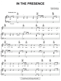 page one of In The Presence (Piano, Vocal & Guitar Chords (Right-Hand Melody))