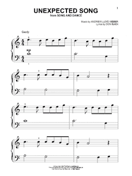 page one of Unexpected Song (from Song & Dance) (Beginning Piano Solo)