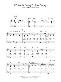 page one of I Think It's Going To Rain Today (Piano Solo)