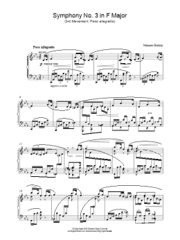 page one of Symphony No. 3 in F Major (3rd movement: Poco allegretto) (Piano Solo)