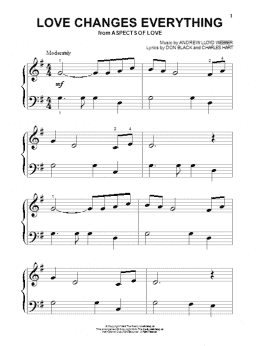 page one of Love Changes Everything (from Aspects Of Love) (Beginning Piano Solo)