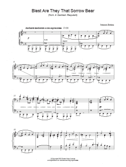 page one of Blest Are They That Sorrow Bear (from A German Requiem) (Piano Solo)