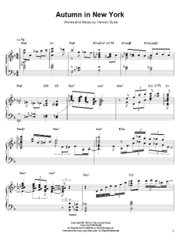 page one of Autumn In New York (Piano Solo)