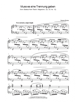 page one of Muss es eine Trennung geben (from Ballads from Tieck's 'Magelone', Op. 33, No. 12) (Piano Solo)