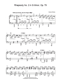 page one of Rhapsody No. 2 in G Minor, Op. 79 (Piano Solo)