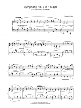 page one of Symphony No. 3 in F Major (2nd movement: Andante) (Piano Solo)
