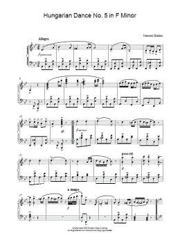 page one of Hungarian Dance No. 5 in F Minor (Piano Solo)