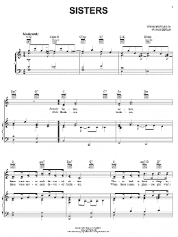 page one of Sisters (Piano, Vocal & Guitar Chords (Right-Hand Melody))