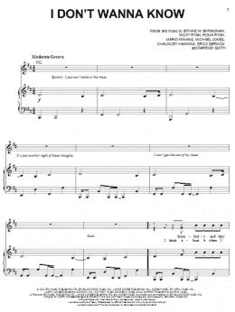 page one of I Don't Wanna Know (Piano, Vocal & Guitar Chords (Right-Hand Melody))