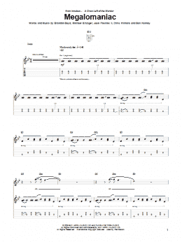 page one of Megalomaniac (Guitar Tab)