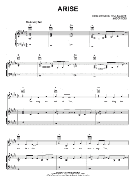 page one of Arise (Piano, Vocal & Guitar Chords (Right-Hand Melody))