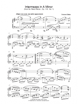 page one of Intermezzo in A Minor (from Six Piano Pieces, Op. 118, No. 1) (Piano Solo)
