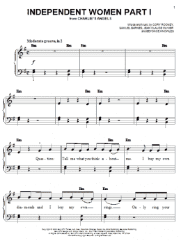 page one of Independent Women Part I (Easy Piano)